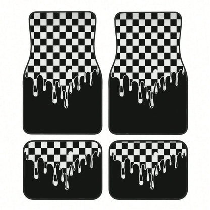 Plaid Car Floor Mats, Easy To Clean, Front And Rear Seat Floor Protection Mats, Unisex Car Decorations, Universal Car Accessories, For,, Tesla And Other Models