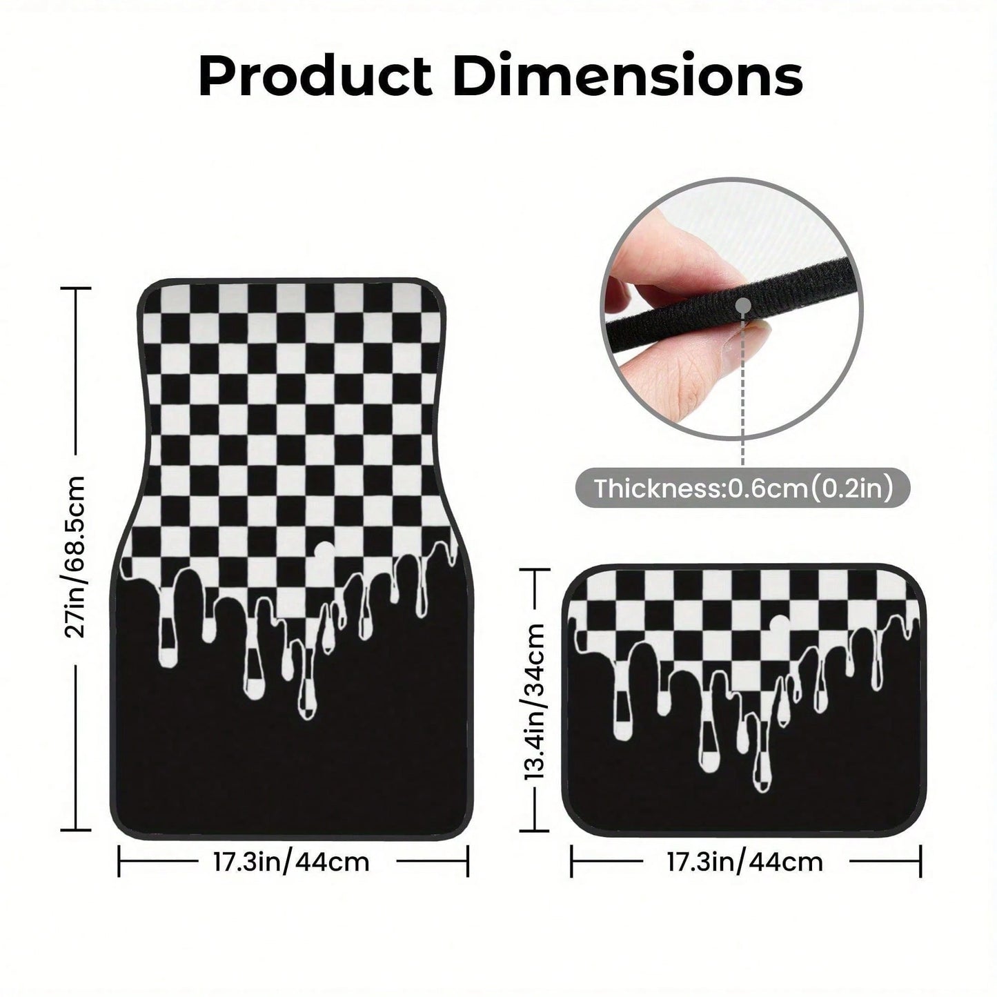 Plaid Car Floor Mats, Easy To Clean, Front And Rear Seat Floor Protection Mats, Unisex Car Decorations, Universal Car Accessories, For,, Tesla And Other Models