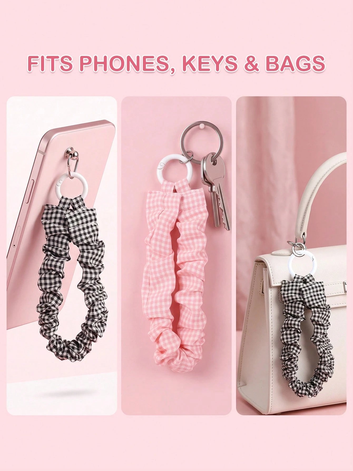 Plaid Phone Lanyard, Cute Fabric Phone Anti-Loss Strap With Fixing Plate, Universal Phone Accessory For Women And Girls