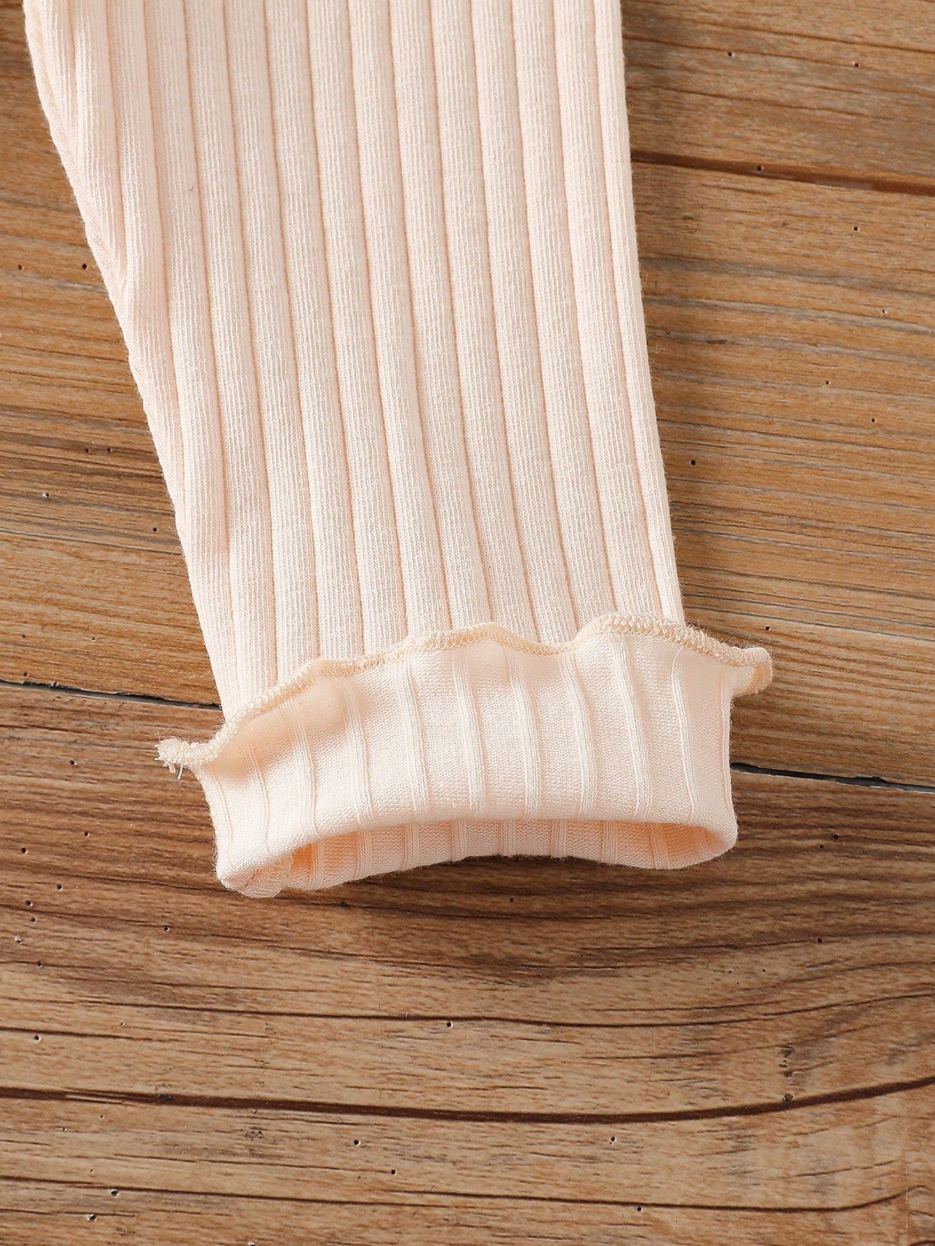 Playful Pals 5pcs Girls' White Black Ribbed Textured Elastic Waist Ruffle Hem Skinny Pants Autumn Casual Funny Cute Graduation Light Grey Beige