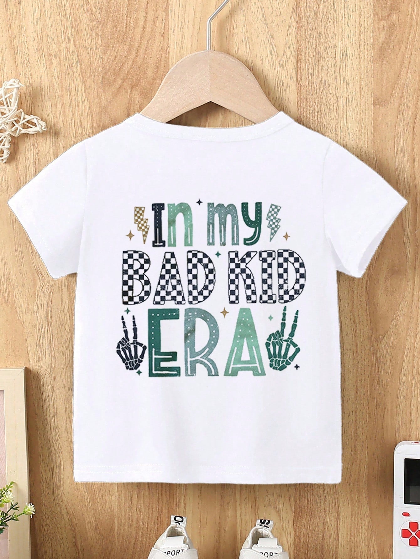 Playful Pals Baby Boy Casual Cute Funny Mischievous "In My Bad Kid Era" & Skull Print Short Sleeve Round Neck T-Shirt, Summer