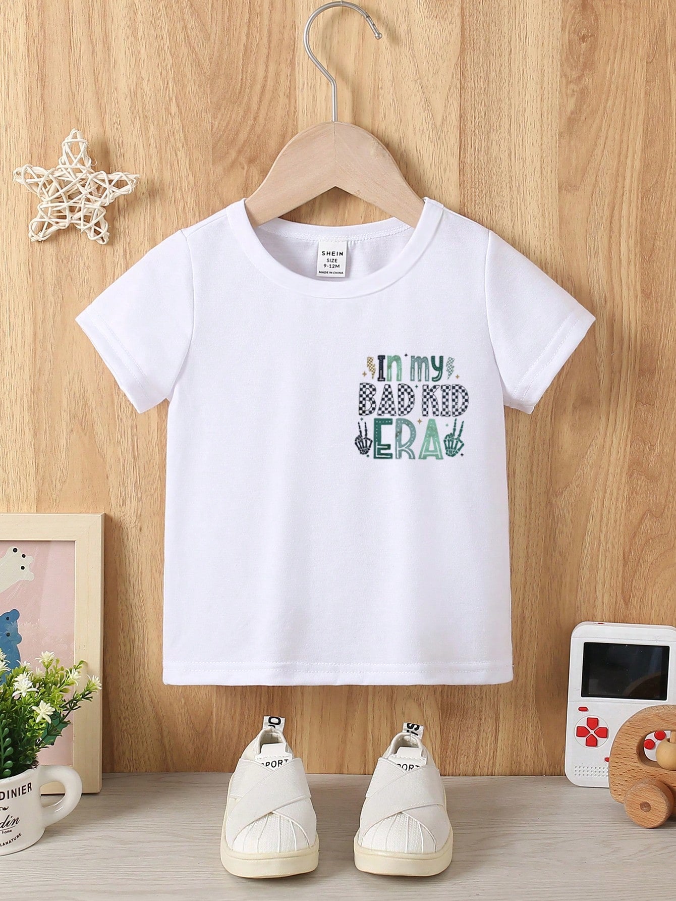 Playful Pals Baby Boy Casual Cute Funny Mischievous "In My Bad Kid Era" & Skull Print Short Sleeve Round Neck T-Shirt, Summer