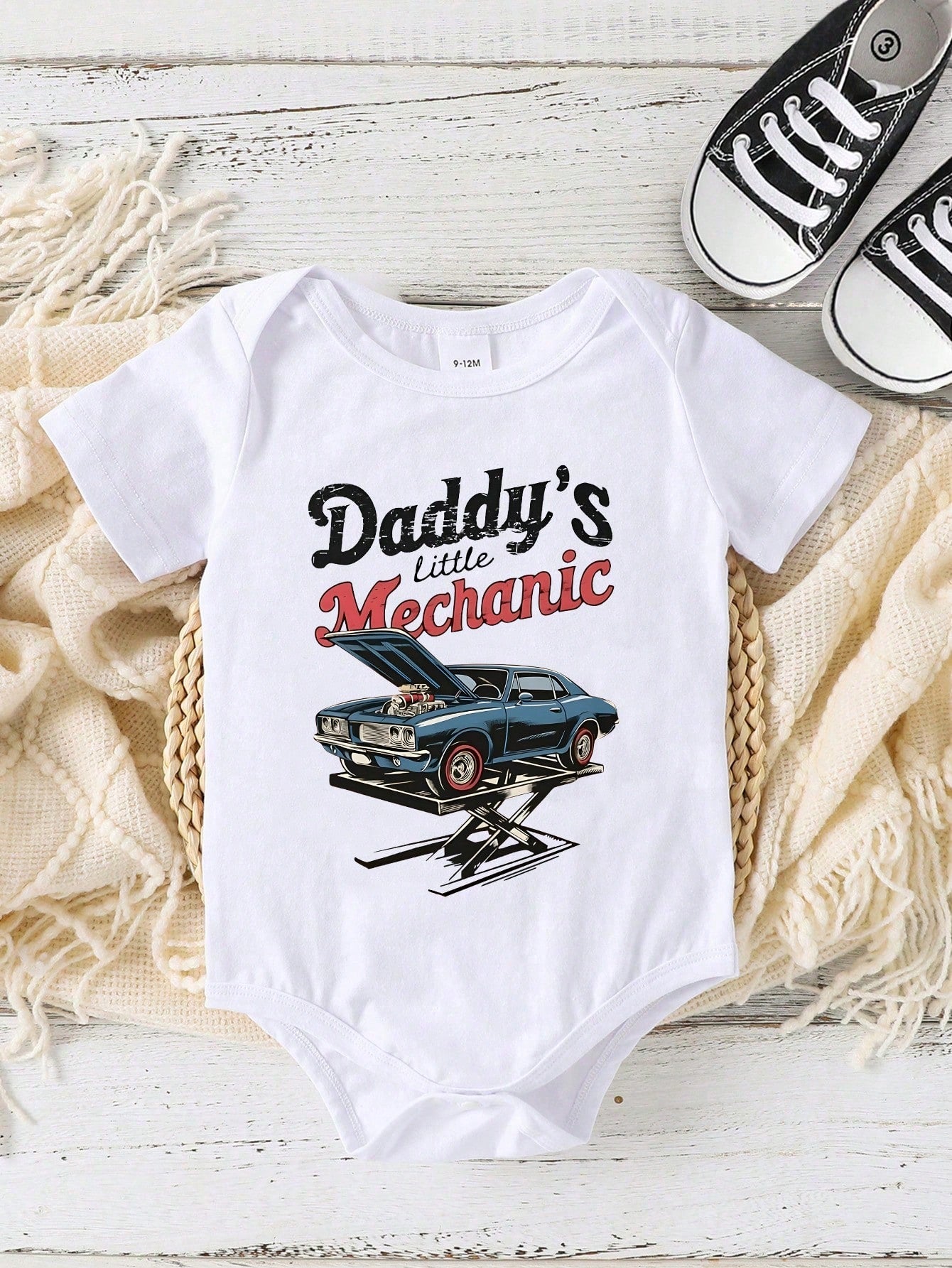 Playful Pals Baby Boy Casual Simplistic Car & Letter Print Short Sleeve Bodysuit, Summer