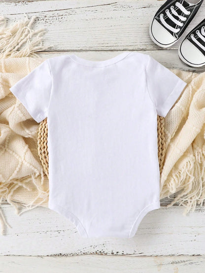 Playful Pals Baby Boy Casual Simplistic Car & Letter Print Short Sleeve Bodysuit, Summer