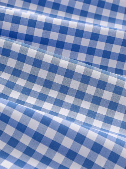 Playful Pals Baby Girl Summer Woven Dress, Blue Gingham Plaid Princess Cute Duck Embroidery Sleeveless Mid-Length For Casual Vintage Outdoor Party Holiday
