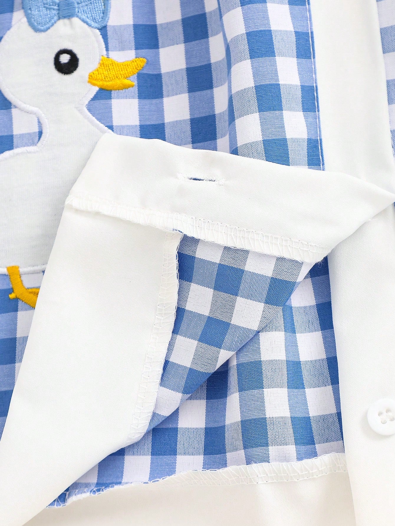Playful Pals Baby Girl Summer Woven Dress, Blue Gingham Plaid Princess Cute Duck Embroidery Sleeveless Mid-Length For Casual Vintage Outdoor Party Holiday