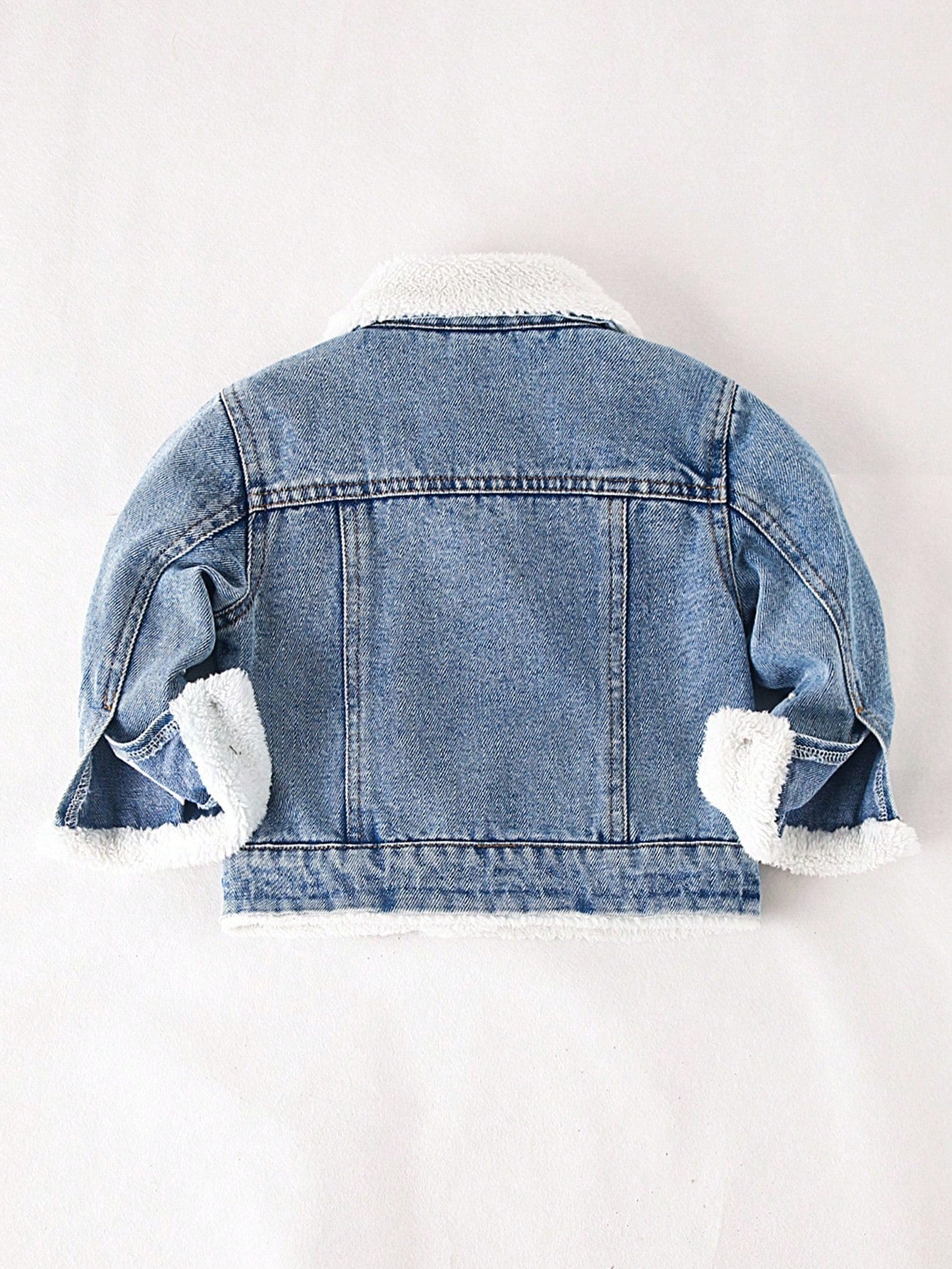 Playful Pals Newborn Baby Boy Washed Denim Jacket,Turndown Collar Warm Casual Winter Outwear,Minimalist Back-To-School Blue And White Stripe Loose Jacket For Fall