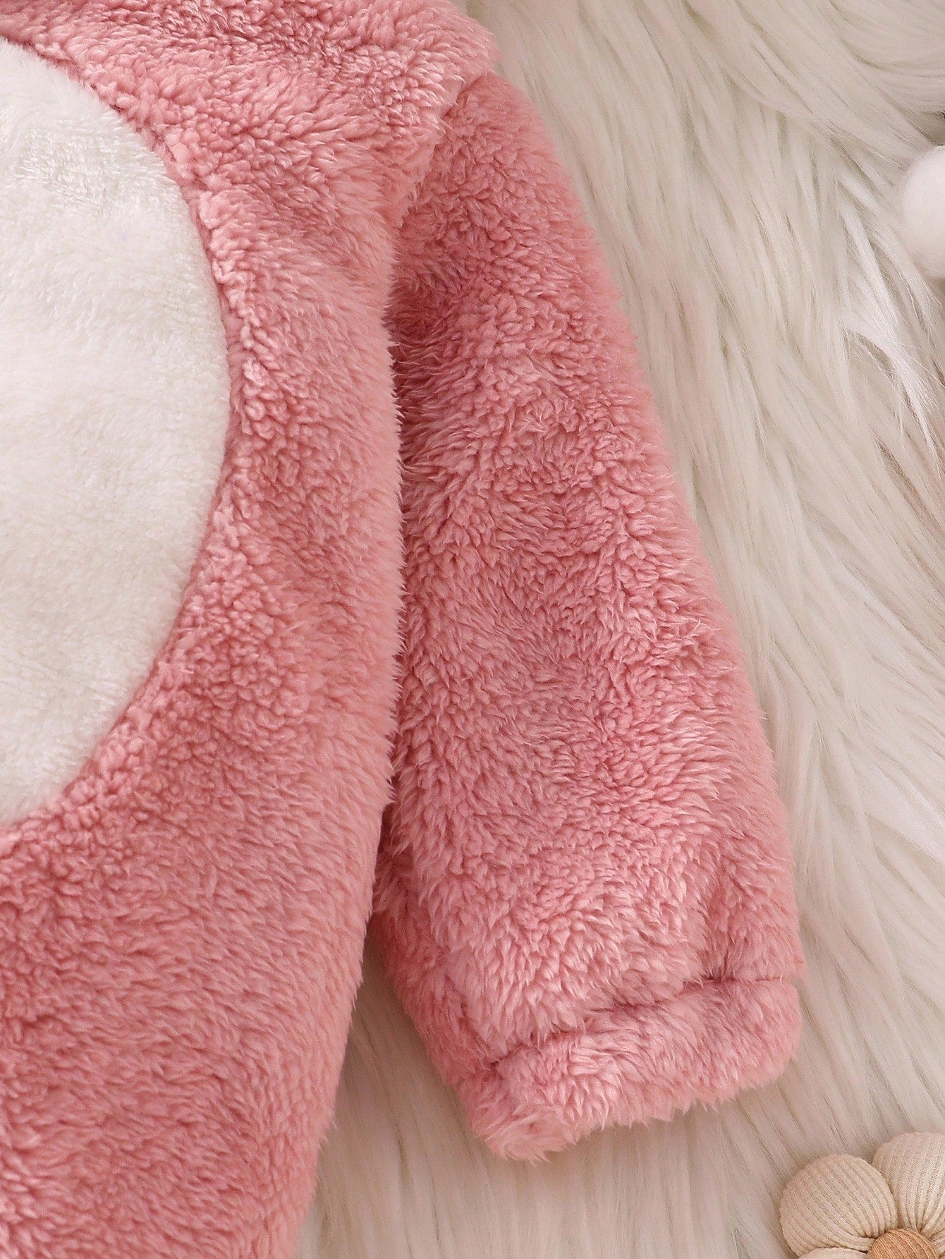 Playful Pals Newborn Fleece Hooded Romper With Cute 3D Rabbit Ears, Long Sleeve And Pants, Autumn Outfit For Kids Birthday Light Pink Kawaii