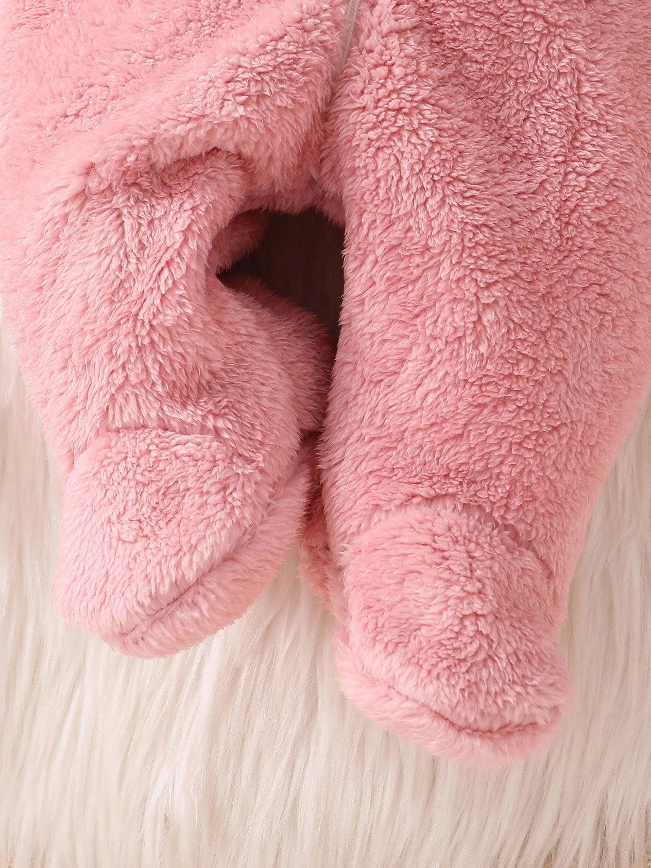 Playful Pals Newborn Fleece Hooded Romper With Cute 3D Rabbit Ears, Long Sleeve And Pants, Autumn Outfit For Kids Birthday Light Pink Kawaii