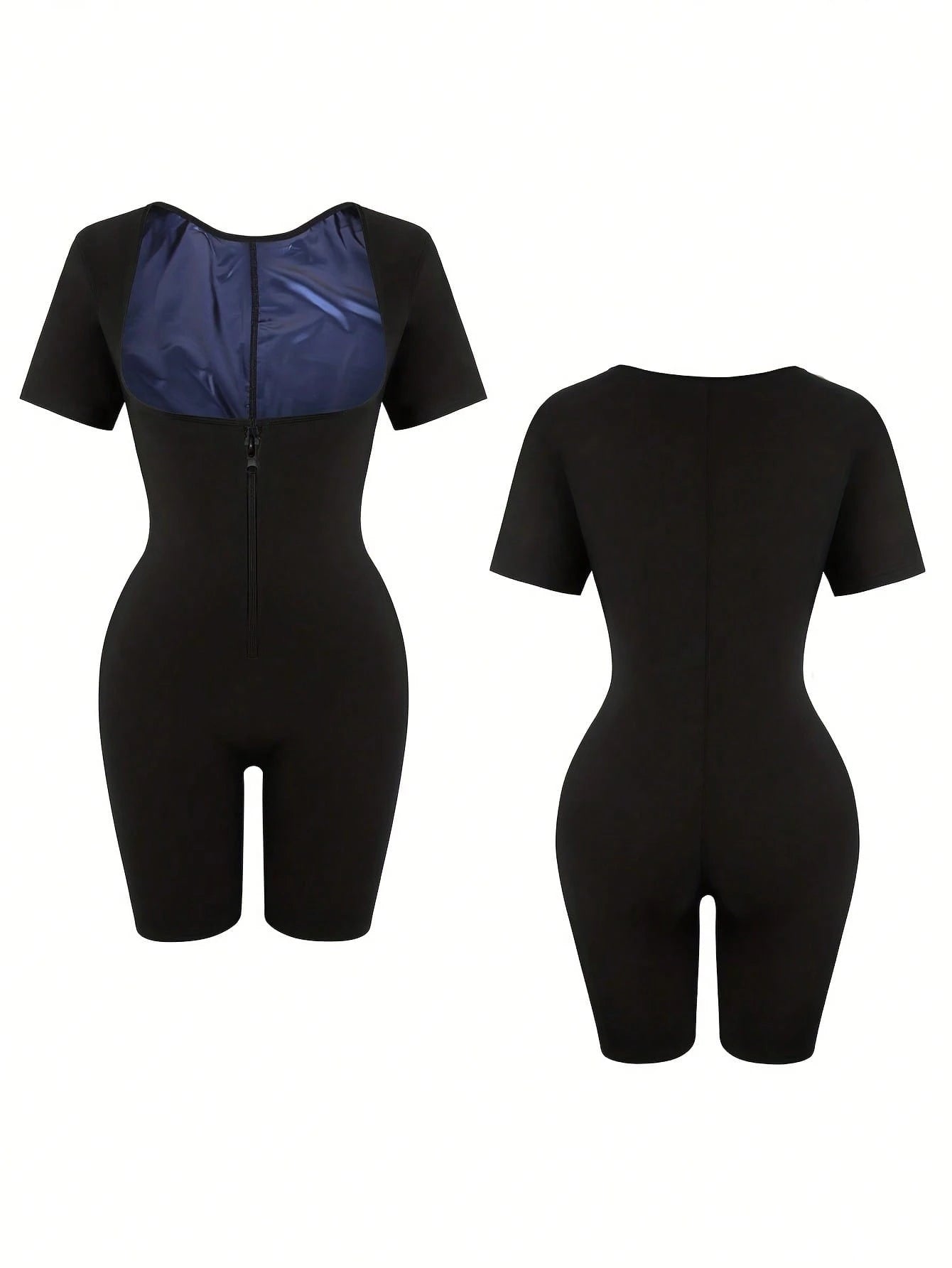 Plus Size Slimming & Shaping Compression Leggings- Shaping & Lifting, Non-Slip Design, Front Zipper, Short Sleeve, Comfortable Athletic Tights Fall