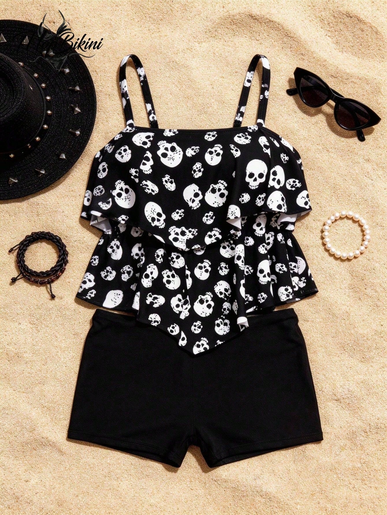 Plus Size Tankini Swimsuit For Woman Tummy Control Tiered Ruffle Tropical Print Bathing Suit With Boy Shorts Swimwear Plus Size Bikini Alternative