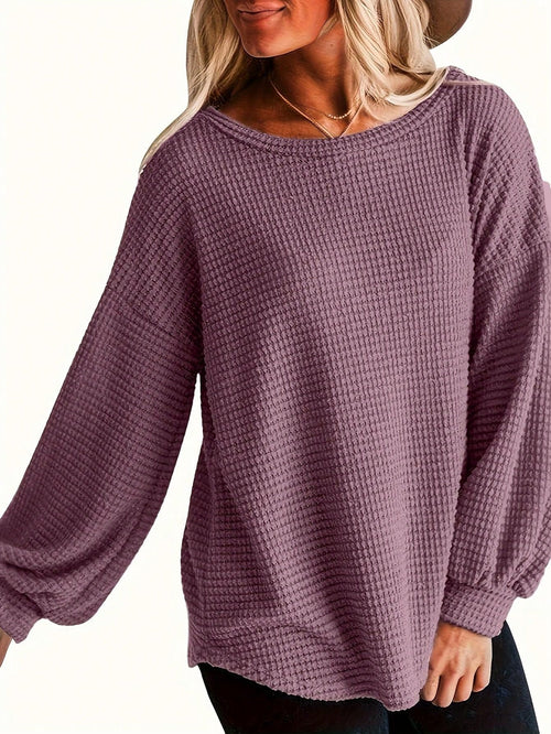 Plus Size Women's Fashion Solid Color Loose Round Neck Long Sleeve Top Eid Spring