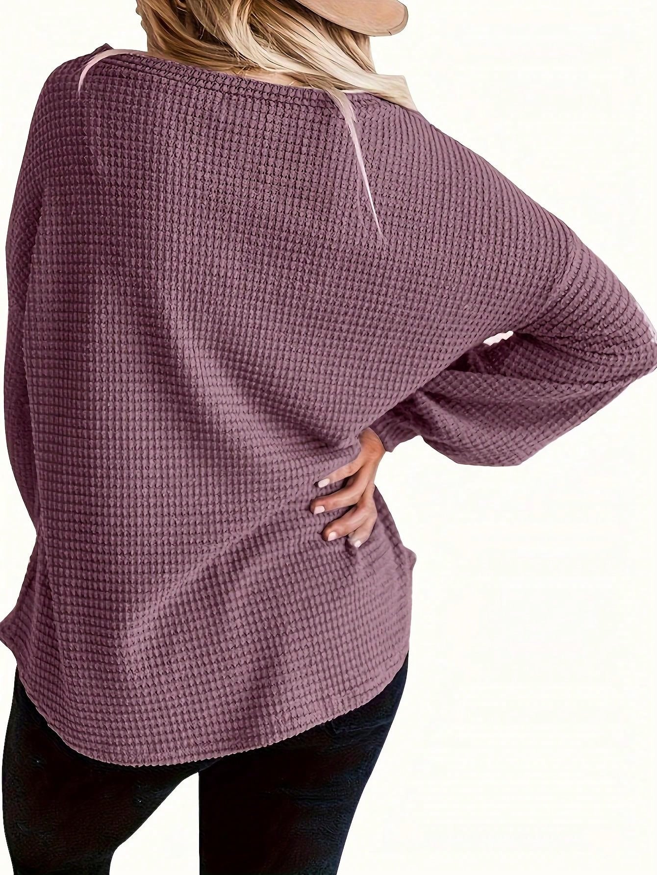 Plus Size Women's Fashion Solid Color Loose Round Neck Long Sleeve Top Eid Spring