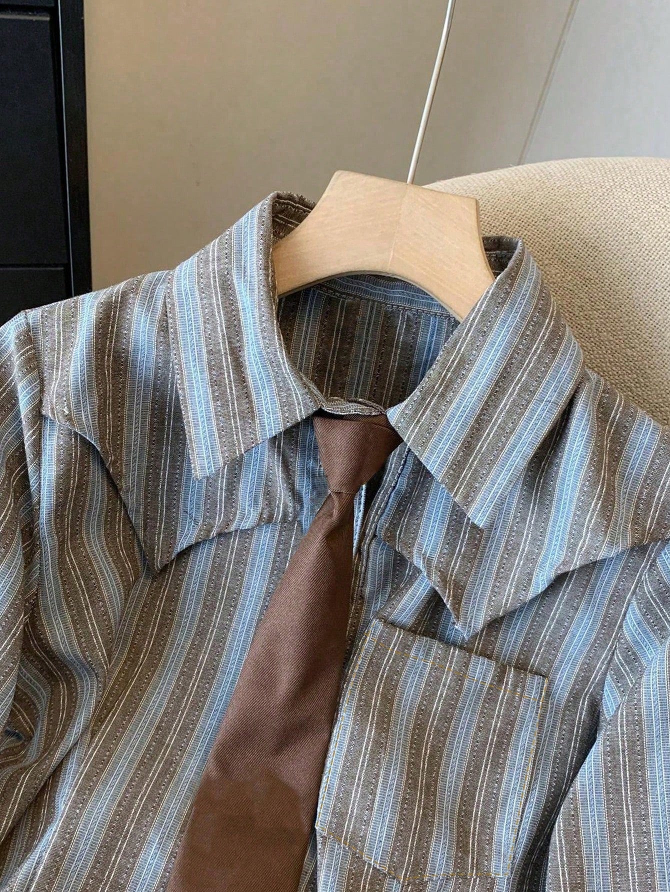 Plus Size Women's Striped Collar Casual Shirt, Suitable For Everyday Casual Wear In All Seasons Spring