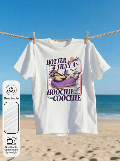 Plus Size Women's Summer Vacation Cowboy Hat Graphic Round Neck Short Sleeve Retro Summer Top Women's Beach Purple Life Buoy Graphic Round Neck Short Sleeve Casual Summer White T-Shirt Women's Sunset