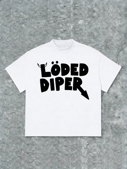 Plus Size Women T-Shirts,L?Ped Diper Brand Inspired Typography 100% Cotton 220g Casual Printed T-Shirt,Crew Neck Short Sleeve,For Going Out,Gift,Summer,Unisex