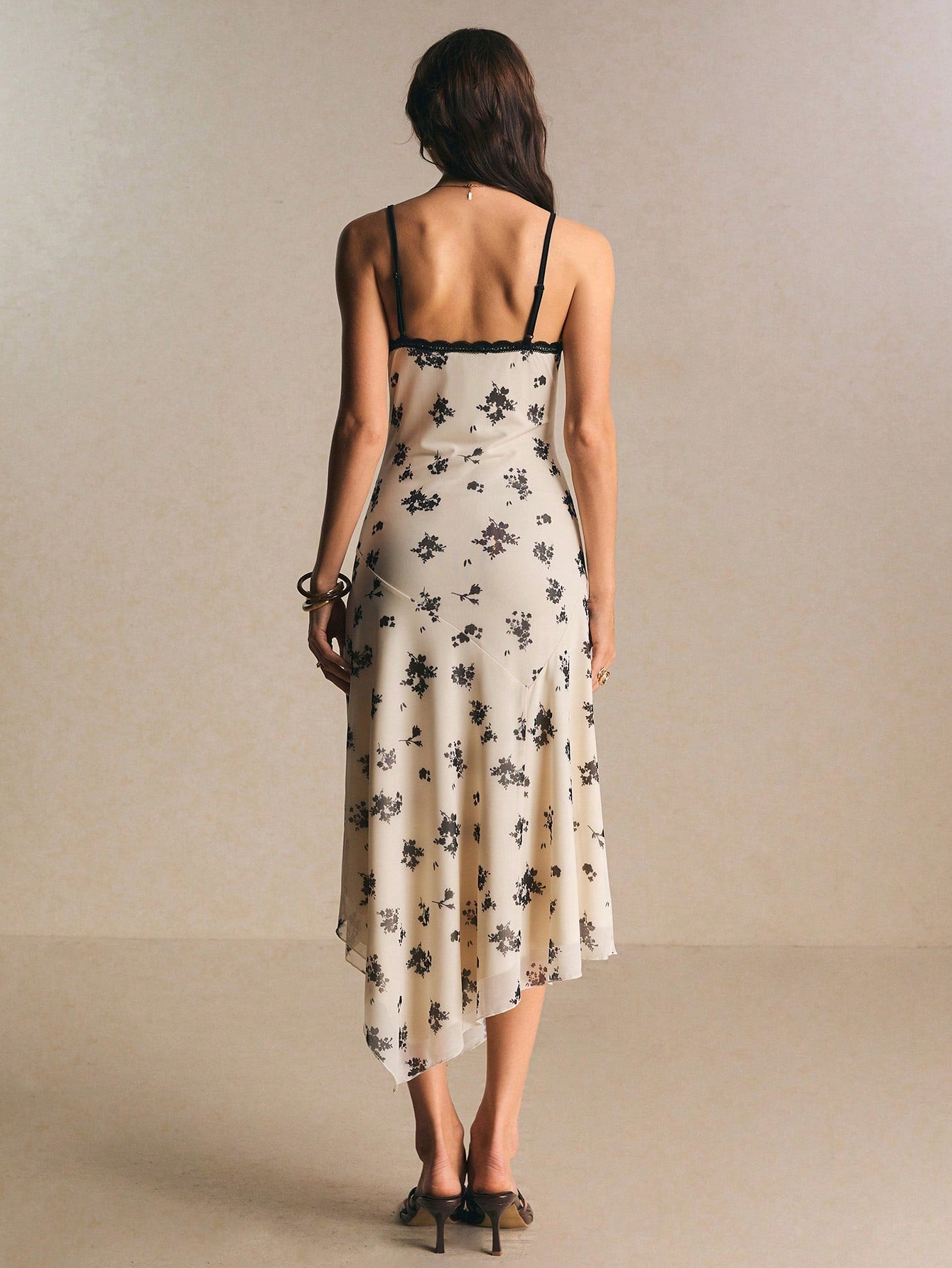 Poéselle Women's Floral Lace Trim Slip Dress For Women – Spaghetti Strap Midi Dress, Summer Vintage Cami Sundress Lace Trim Dress Floral Slip Dress Y2k Vintage