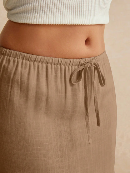 Poéselle Women's Skirt, Floor Length Maxi Skirt, Tie At Waist, Cute Skirt, Low Waist Skirt