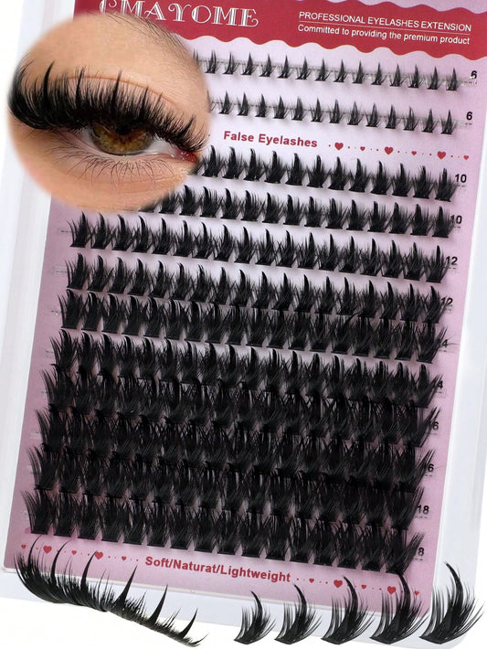 Pointed-Tip + 120D + Lower Lashes 3-In-1 Lash Extensions, Long 6-18mm, D/DD 212-Piece Lash Cluster, Thick Single Lashes, Comic Book Lash Extensions, Mink Trim, Wispy Lashes