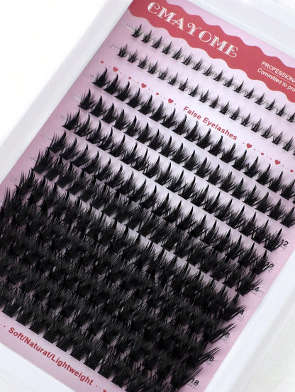 Pointed-Tip + 120D + Lower Lashes 3-In-1 Lash Extensions, Long 6-18mm, D/DD 212-Piece Lash Cluster, Thick Single Lashes, Comic Book Lash Extensions, Mink Trim, Wispy Lashes