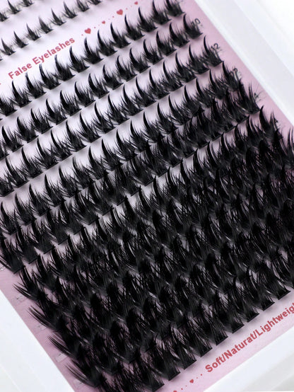 Pointed-Tip + 120D + Lower Lashes 3-In-1 Lash Extensions, Long 6-18mm, D/DD 212-Piece Lash Cluster, Thick Single Lashes, Comic Book Lash Extensions, Mink Trim, Wispy Lashes