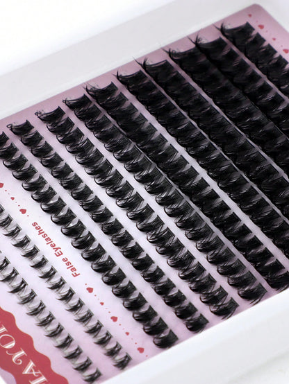 Pointed-Tip + 120D + Lower Lashes 3-In-1 Lash Extensions, Long 6-18mm, D/DD 212-Piece Lash Cluster, Thick Single Lashes, Comic Book Lash Extensions, Mink Trim, Wispy Lashes
