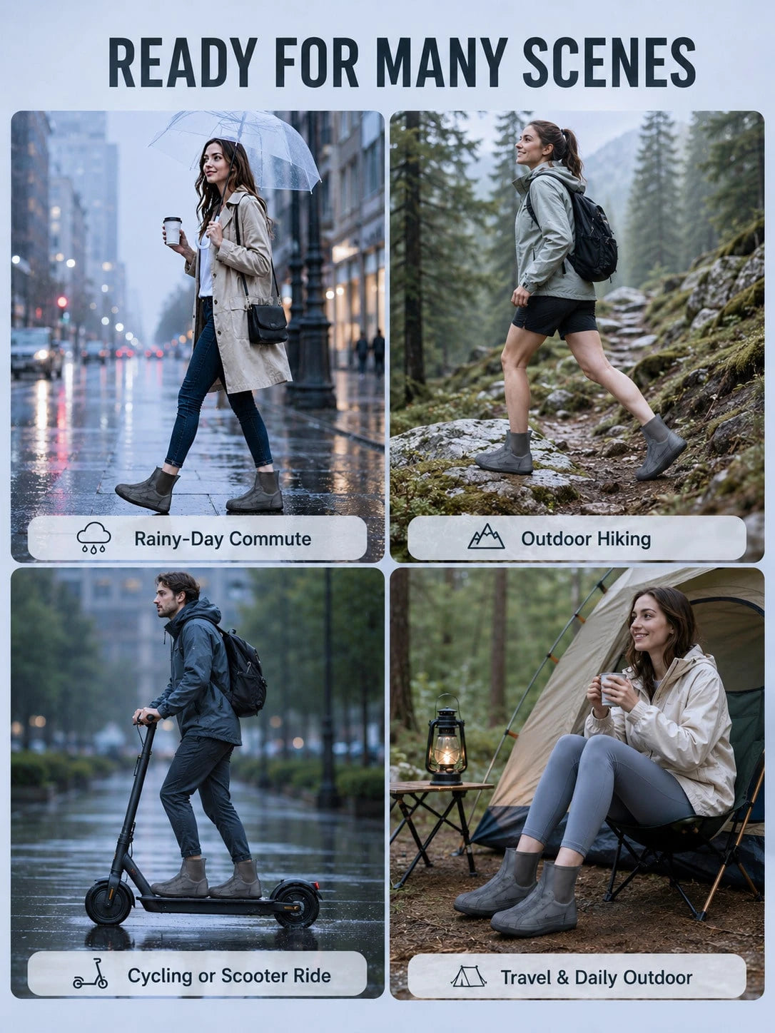 Portable Foldable Silicone Waterproof Boot Covers, Durable Anti-Slip Rain Shoe Covers, Reusable Elastic Shoe Covers, Unisex, Suitable For Outdoor Commuting