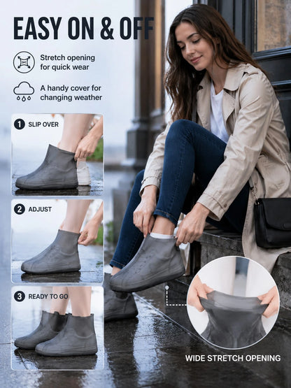 Portable Foldable Silicone Waterproof Boot Covers, Durable Anti-Slip Rain Shoe Covers, Reusable Elastic Shoe Covers, Unisex, Suitable For Outdoor Commuting