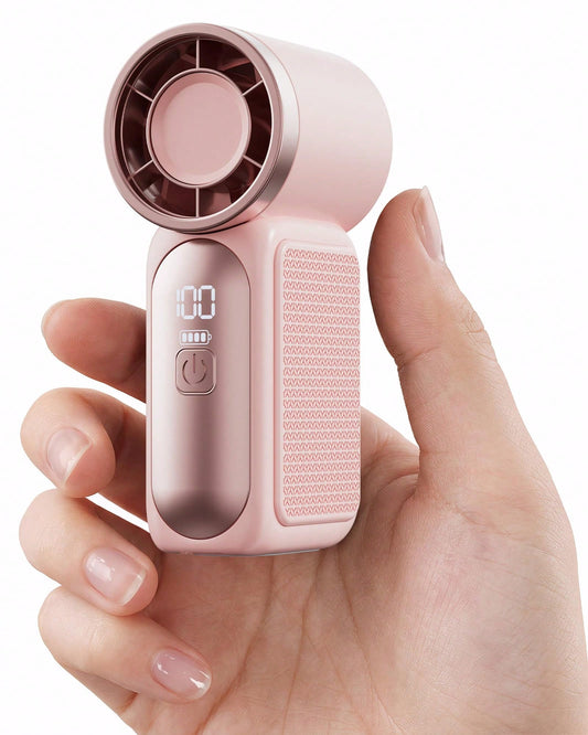 Portable Handheld Mini Fan, 6 Speeds 16900 RPM High Velocity Personal Fan With LED Display, USBRechargeable, Mini Fan With Lanyard For Makeup, Travel, Outdoor For Women Girl Gift