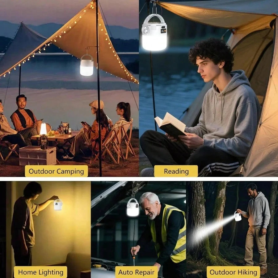 Portable Lightweight Solar Camping Lantern, 700mAh Rechargeable Battery Powered Emergency Lamp With Dual Light Modes, IP65 Waterproof Outdoor Handheld Light For Tent, Hiking, Fishing, Hurricane, Powe