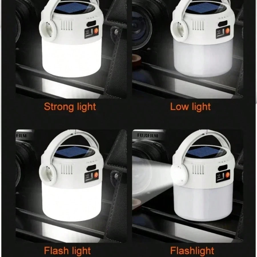 Portable Lightweight Solar Camping Lantern, 700mAh Rechargeable Battery Powered Emergency Lamp With Dual Light Modes, IP65 Waterproof Outdoor Handheld Light For Tent, Hiking, Fishing, Hurricane, Powe
