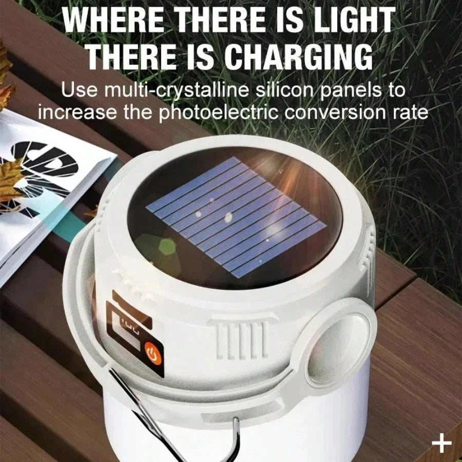 Portable Lightweight Solar Camping Lantern, 700mAh Rechargeable Battery Powered Emergency Lamp With Dual Light Modes, IP65 Waterproof Outdoor Handheld Light For Tent, Hiking, Fishing, Hurricane, Powe
