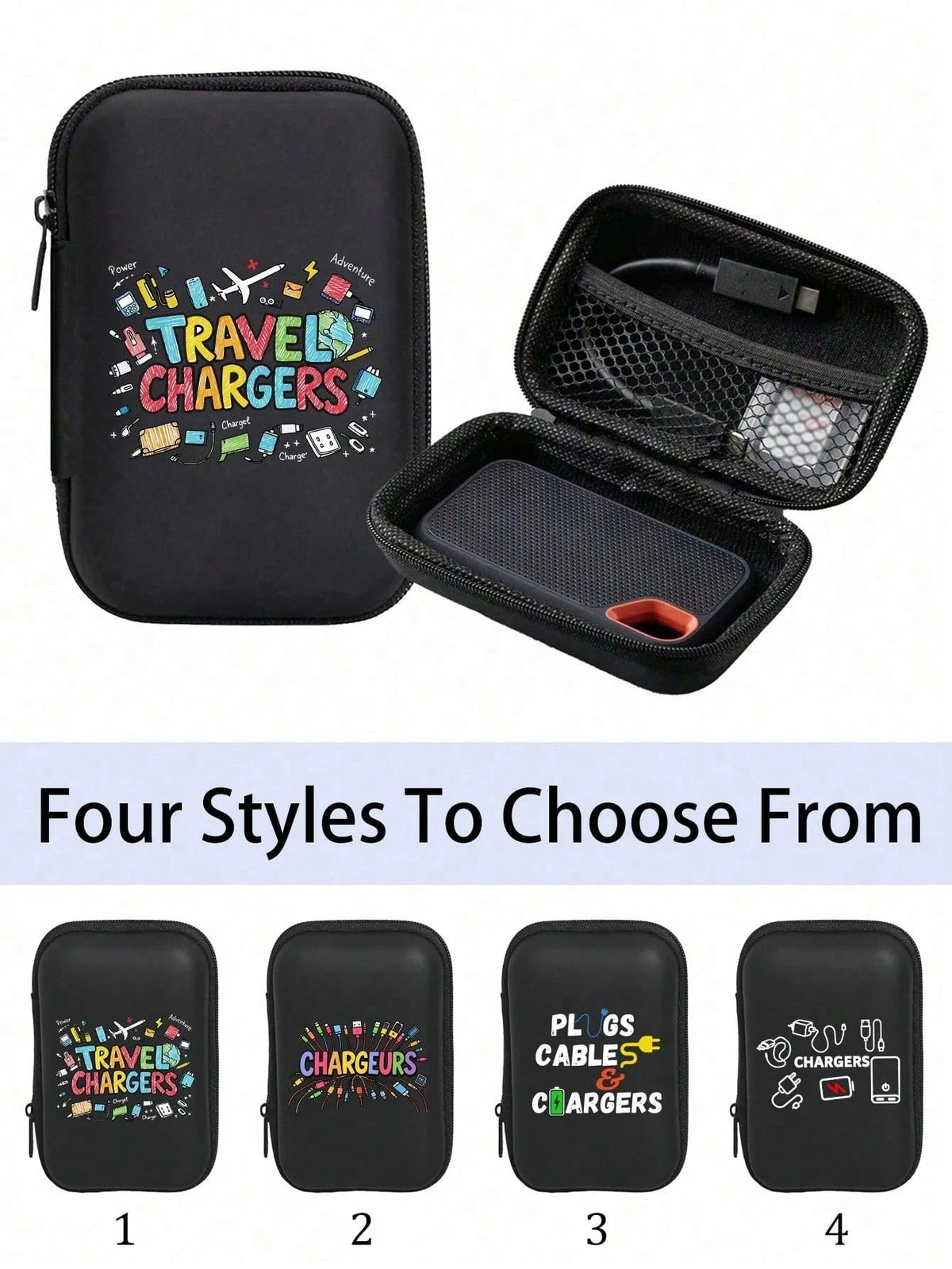 Portable Mini Storage Bag With "Charging" Text And Charger Pattern, Shockproof Digital Pouch, Phone Charger & Data Cable Organizer, Zipper Wallet Style Storage Bag, Electronics Organizer Bag, Suitable