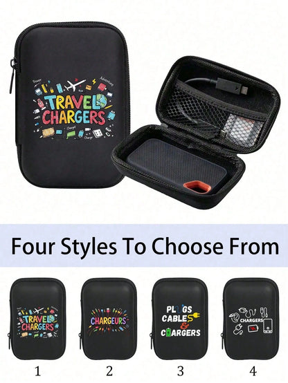 Portable Mini Storage Bag With "Charging" Text And Charger Pattern, Shockproof Digital Pouch, Phone Charger & Data Cable Organizer, Zipper Wallet Style Storage Bag, Electronics Organizer Bag, Suitable