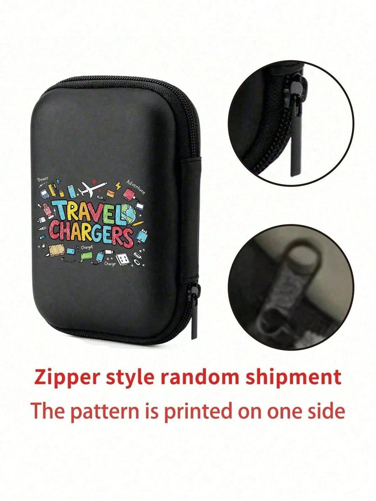 Portable Mini Storage Bag With "Charging" Text And Charger Pattern, Shockproof Digital Pouch, Phone Charger & Data Cable Organizer, Zipper Wallet Style Storage Bag, Electronics Organizer Bag, Suitable