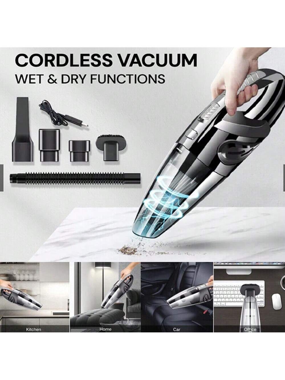 Portable Strong Handheld Vacuum Cleaner, 4000PA Suction, Quick Cleaning For Home Office Car Etc