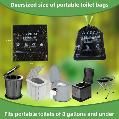 Portable Toilet Bags With Poo Gels, 8 Gallon Leak-Proof Camping Toilet Waste Bags – Absorbent Gel Value Pack For Portable Potty, RV, Hiking, Travel, Outdoor Use