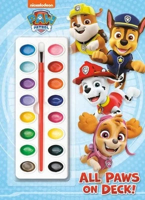 Pre-Owned All Paws On Deck! (Paw Patrol): Activity Book With Paintbrush And 16 Watercolors (Paperback) By Golden Books