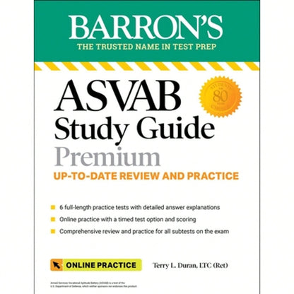 Pre-Owned ASVAB Study Guide Premium: 6 Practice Tests + Comprehensive Review + Online Practice (Paperback) By Terry L Duran