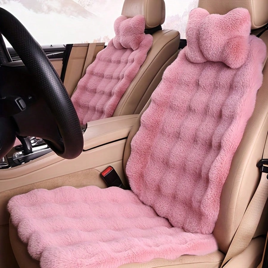 Premium Soft Car Seat Pad With Backrest, **Quick-Install Non-Slip** Interior Cover, **Snug Fit** Universal Seat Protector For Most Vehicles, All-Season Comfort (3 PC)
