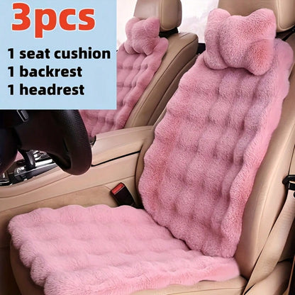 Premium Soft Car Seat Pad With Backrest, **Quick-Install Non-Slip** Interior Cover, **Snug Fit** Universal Seat Protector For Most Vehicles, All-Season Comfort (3 PC)
