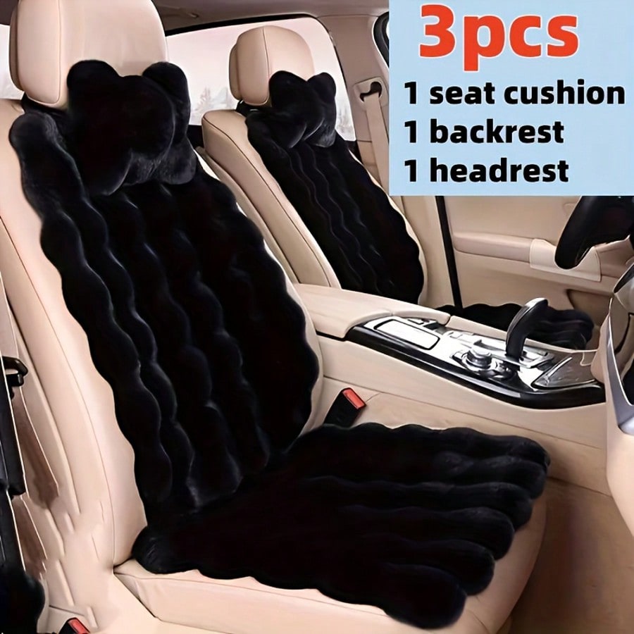 Premium Soft Car Seat Pad With Backrest, **Quick-Install Non-Slip** Interior Cover, **Snug Fit** Universal Seat Protector For Most Vehicles, All-Season Comfort (3 PC)