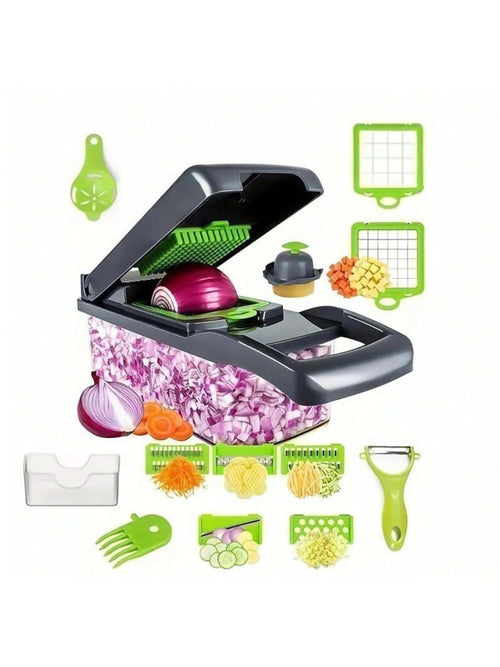 Pro-Series 16-In-1 Vegetable Chopper-Veggie Chopper, Food Chopper With Container, Vegetable Cutter Chopper & Spiralizer For Onion Salad (Home Essential Gadget & Kitchen)
