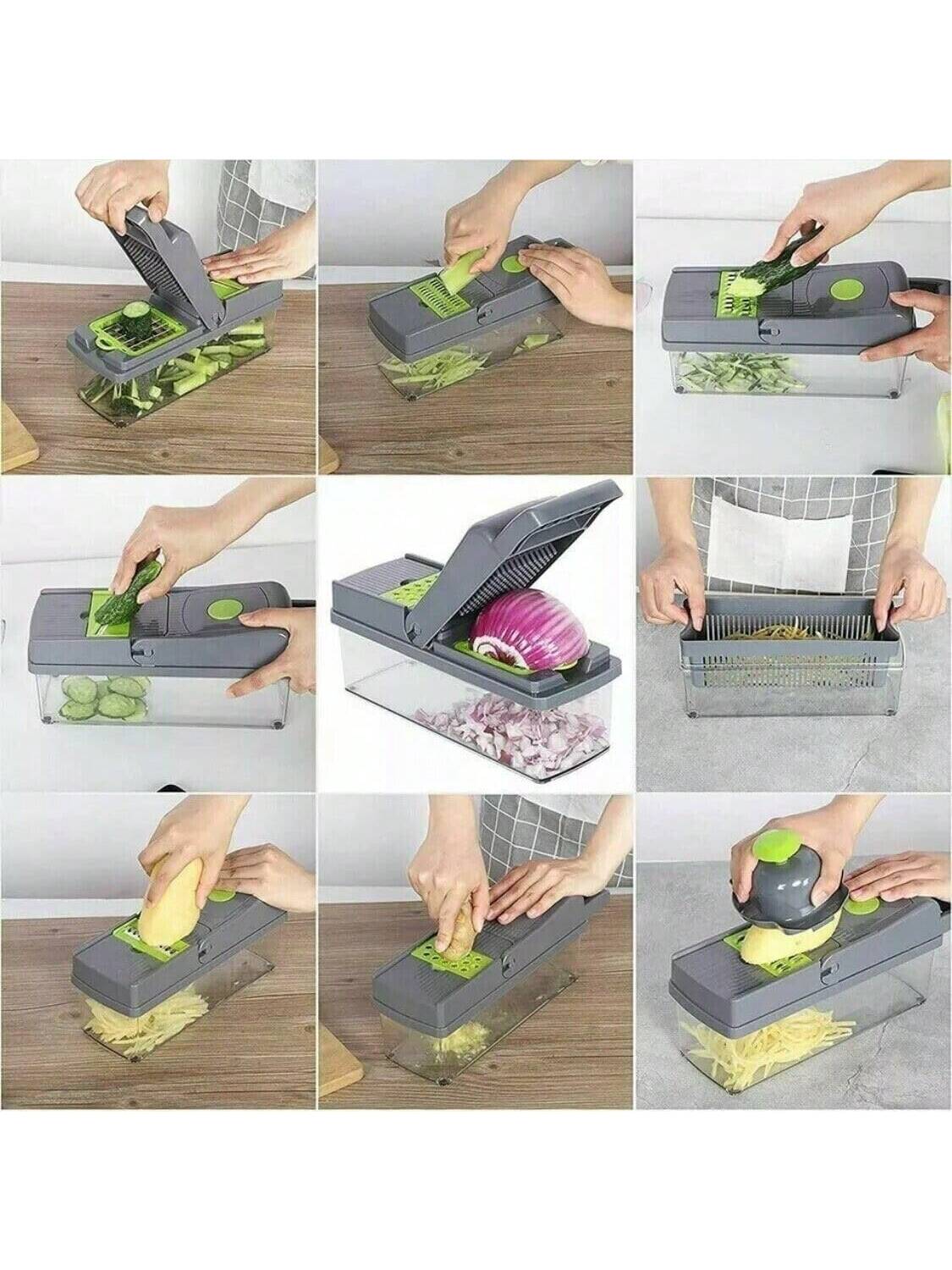 Pro-Series 16-In-1 Vegetable Chopper-Veggie Chopper, Food Chopper With Container, Vegetable Cutter Chopper & Spiralizer For Onion Salad (Home Essential Gadget & Kitchen)
