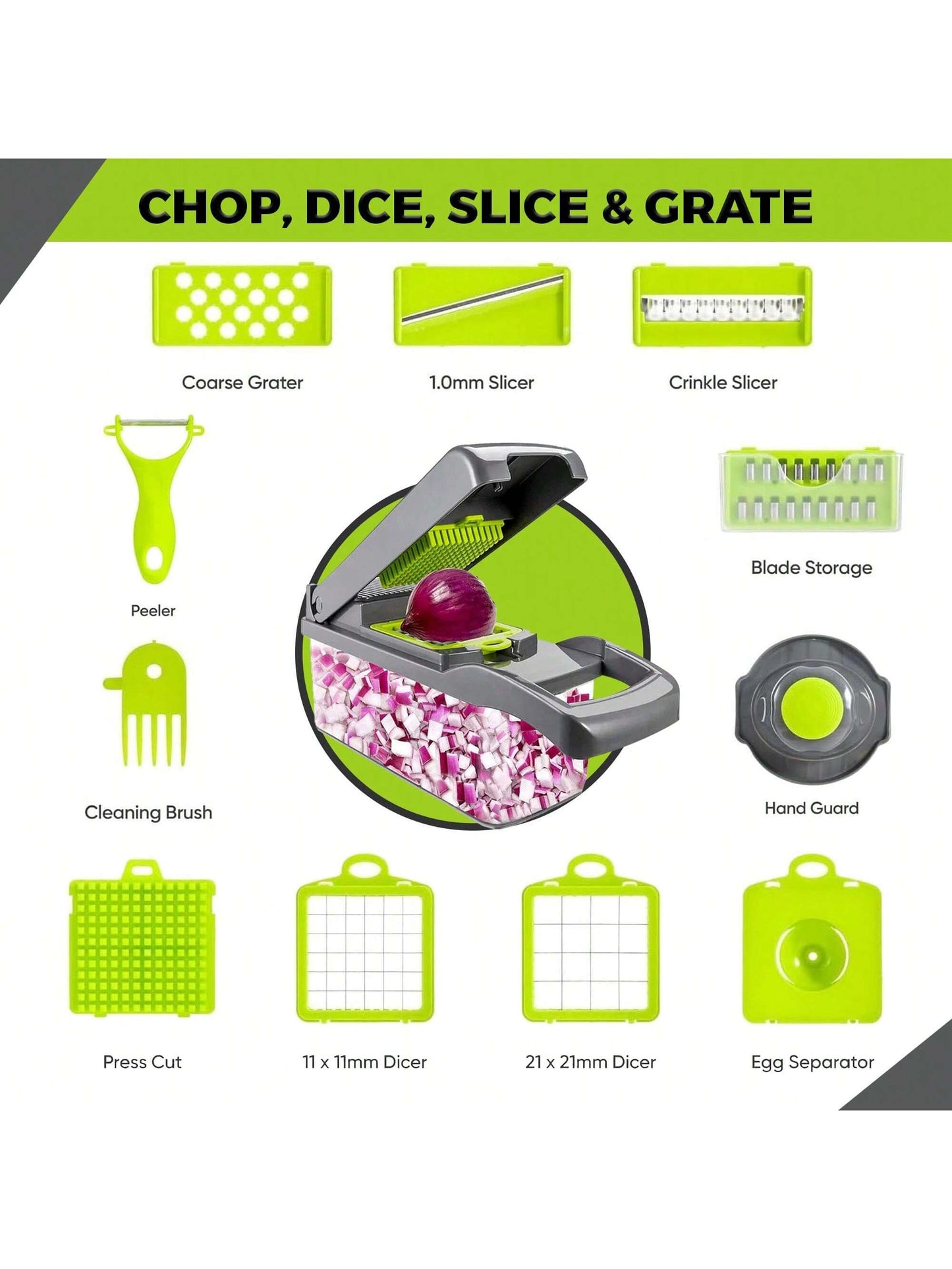 Pro-Series 16-In-1 Vegetable Chopper-Veggie Chopper, Food Chopper With Container, Vegetable Cutter Chopper & Spiralizer For Onion Salad (Home Essential Gadget & Kitchen)