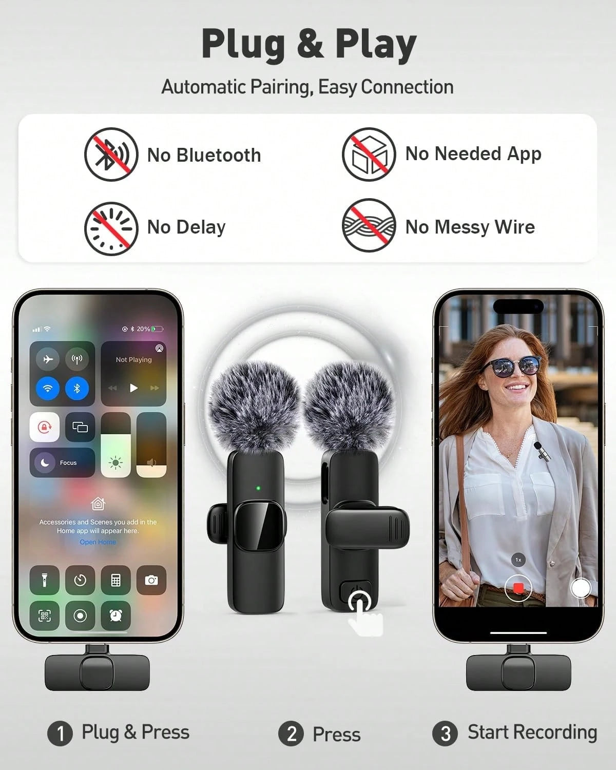 Professional Omnidirectional Collar Microphone, Wireless Rechargeable Recording Mic For Cellphone, Compact Hands-Free Audio Equipment, Multi-Scene Device For Short Video Production & Online Live Shows