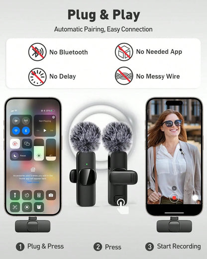 Professional Omnidirectional Collar Microphone, Wireless Rechargeable Recording Mic For Cellphone, Compact Hands-Free Audio Equipment, Multi-Scene Device For Short Video Production & Online Live Shows
