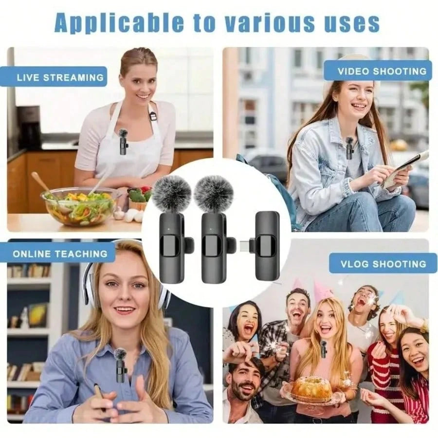 Professional Omnidirectional Collar Microphone, Wireless Rechargeable Recording Mic For Cellphone, Compact Hands-Free Audio Equipment, Multi-Scene Device For Short Video Production & Online Live Shows
