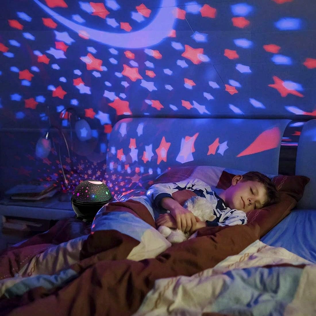 Projector Night Lights Kids, Birthday Gifts 1-4-6-14 Year Old Girl Boy Kids Bedroom, Glow In Dark Stars Moon Child Asleep Peacefully