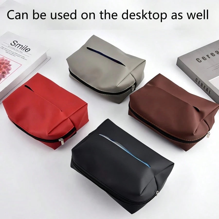 PU Leather Car Armrest Tissue Box, Seat Mounted Tissue Holder, Car & Home Dual Use Tissue Bag, Visor Mounted Tissue Box, Car Organizer (Tissue Not Included)